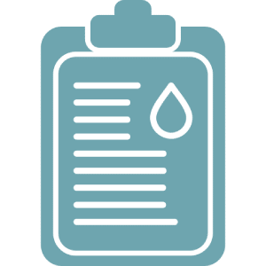 Clipboard with blood drop icon