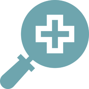 Magnifying glass, zoom in.