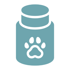 Pet medication with paw print